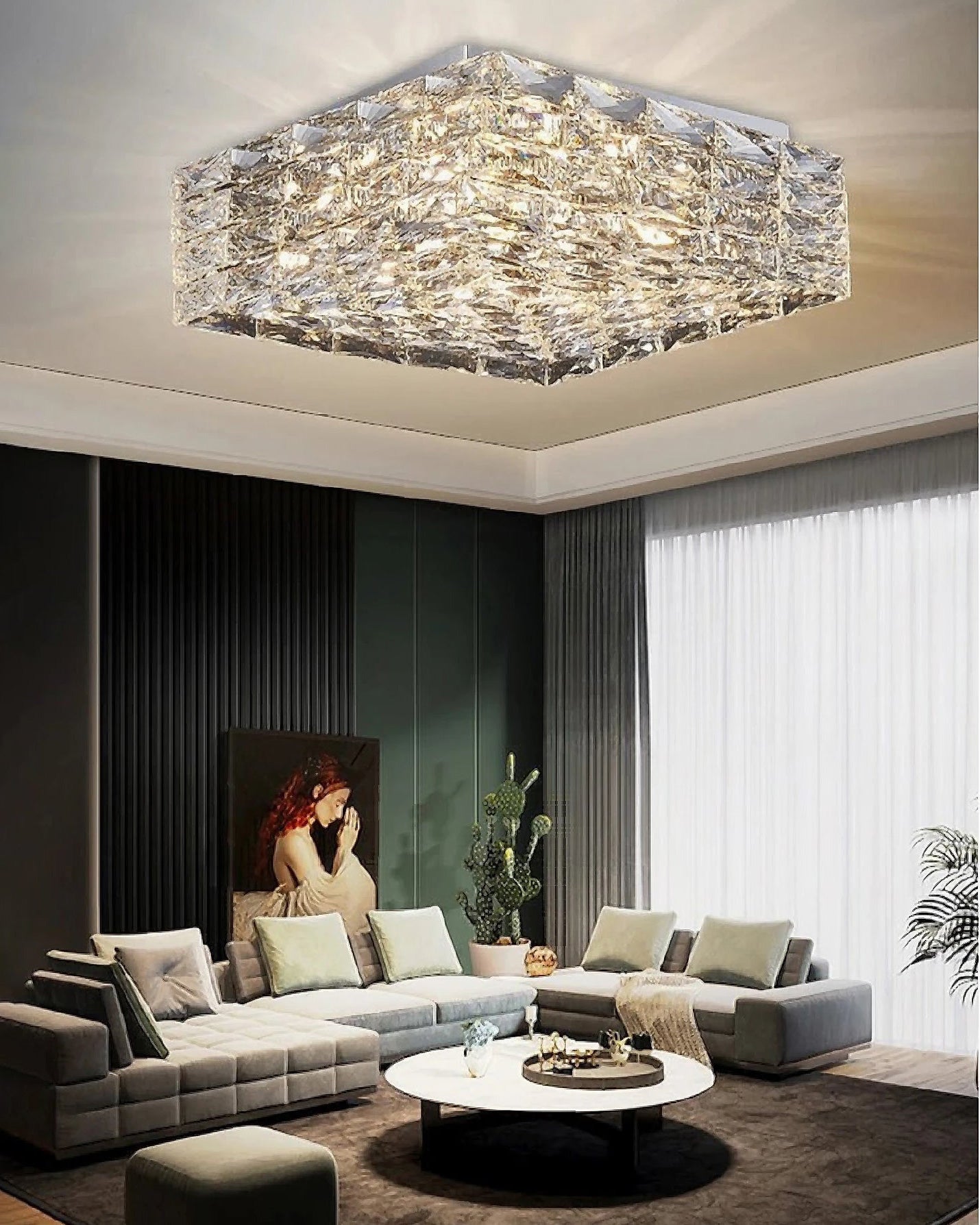 Plafonnier encastré en cristal carré WOMO-WM1130