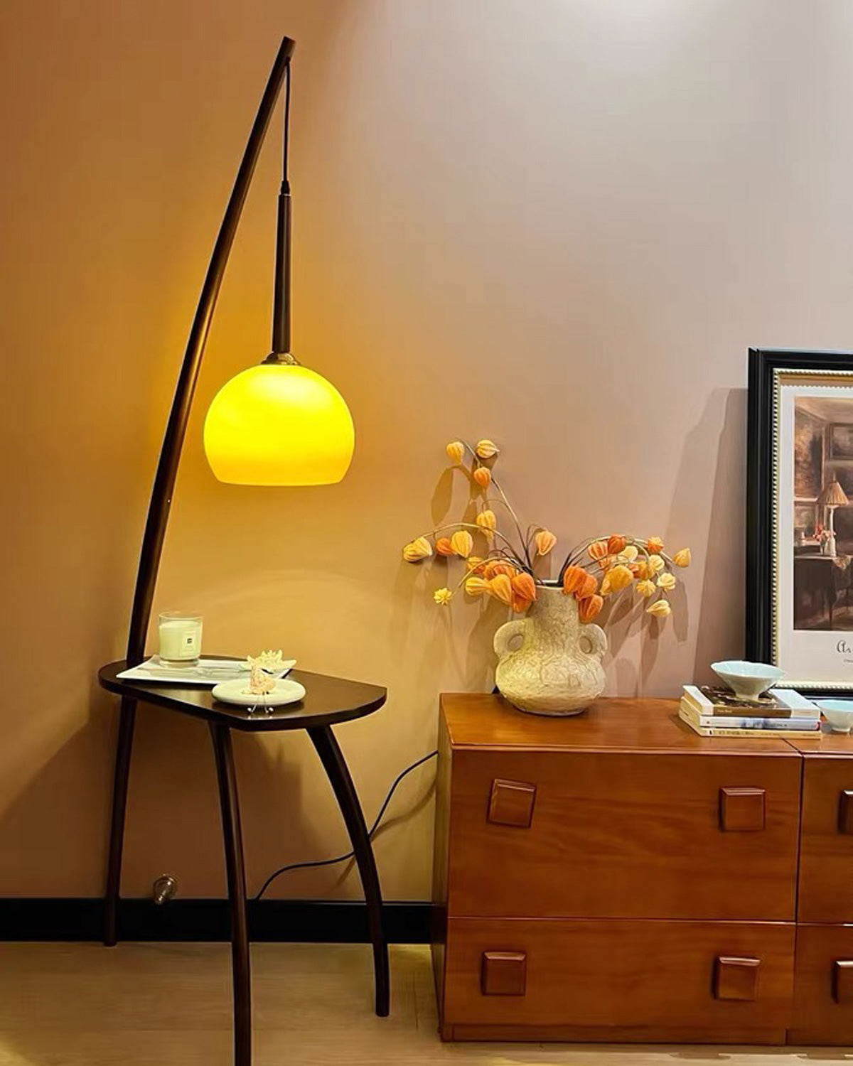 WOMO Lampe sur Pied Bois Suspendue avec Table - WM7130