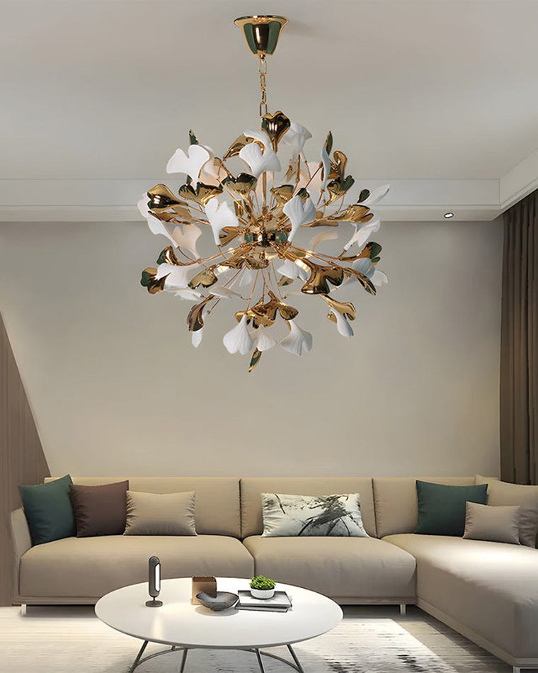 WOMO Lustre Boule Feuille de Ginkgo Céramiqu Décorative-WM2431