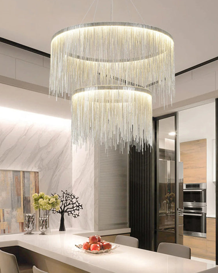 WOMO Lustre Linéaire Macramé Doré/Argent-WM2062b