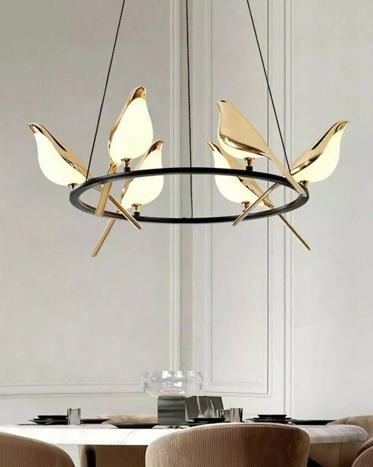 WOMO Lustre Cercle Oiseau Doré-WM2512d