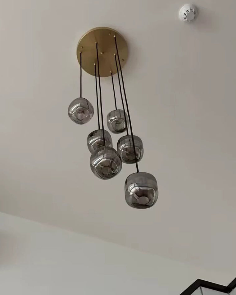 Lustre multi-pendentifs en verre coloré WOMO-WM2111