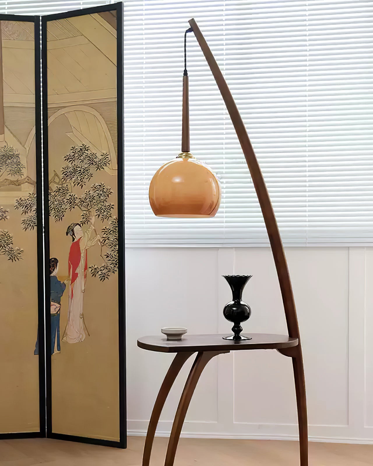 WOMO Lampe sur Pied Bois Suspendue avec Table - WM7130