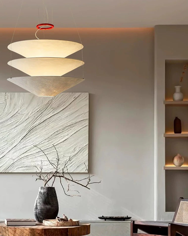 WOMO-WM2775 Tiered Cone Rice Paper Pendant Light
