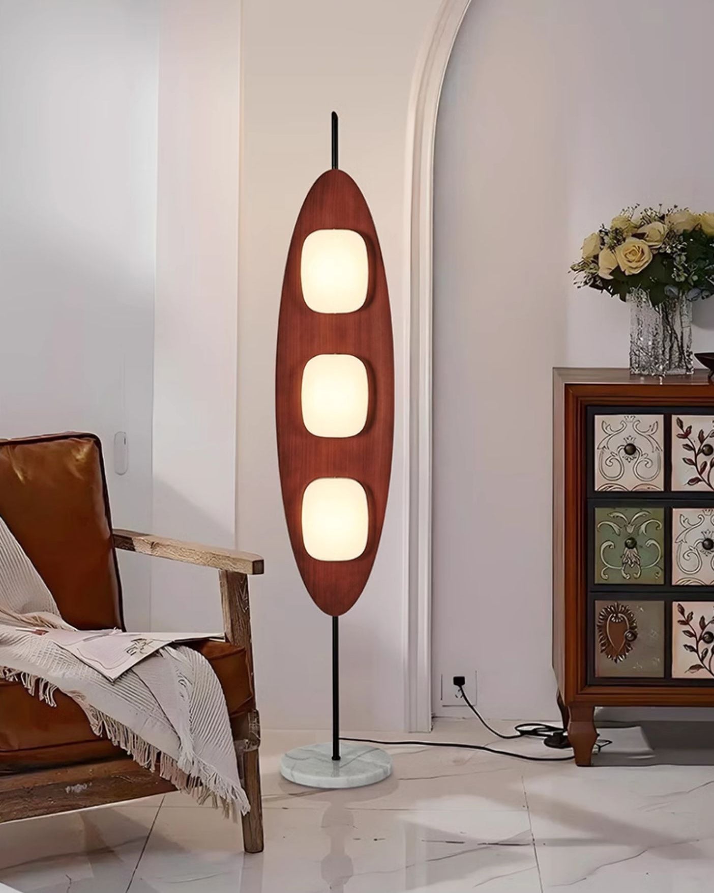 WOMO Lampe sur Pied Bois Ovale Moderne - WM7080