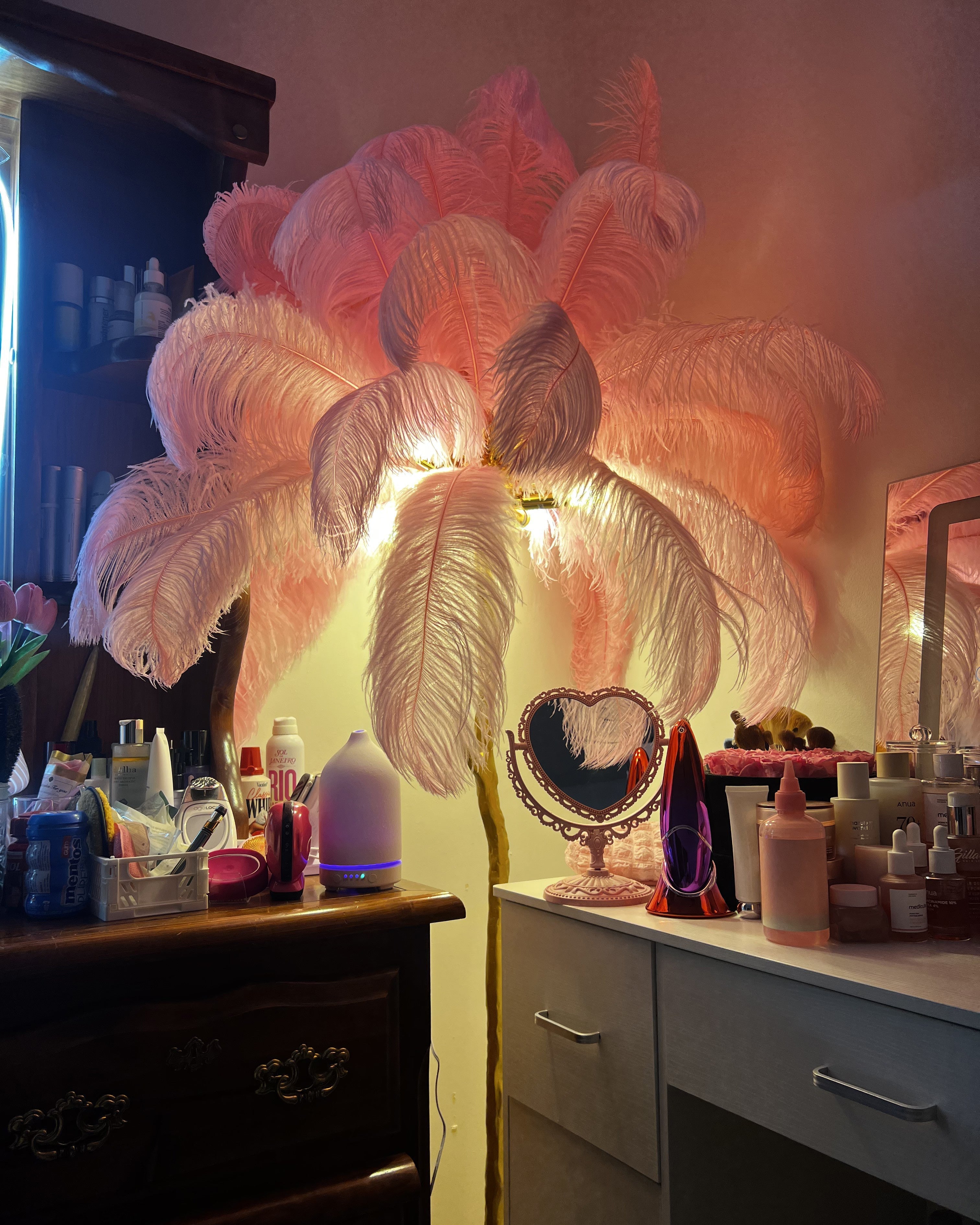 WOMO Lampe sur Pied Arbre Palmier Plumes - WM7000