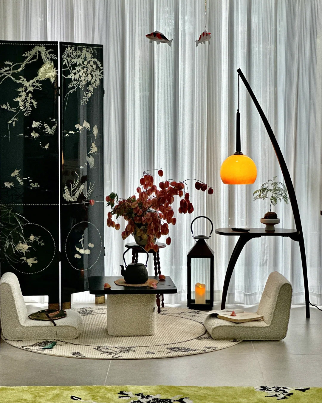 WOMO Lampe sur Pied Bois Suspendue avec Table - WM7130