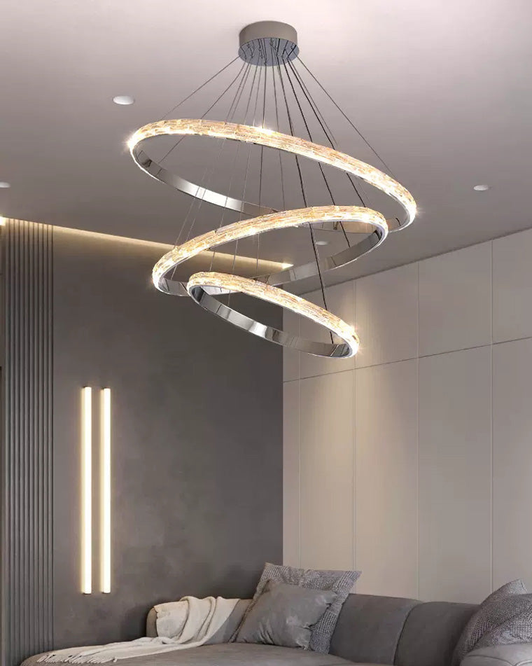 WOMO Lustre Grand Anneaux Led Cristal Argent-WM2491b