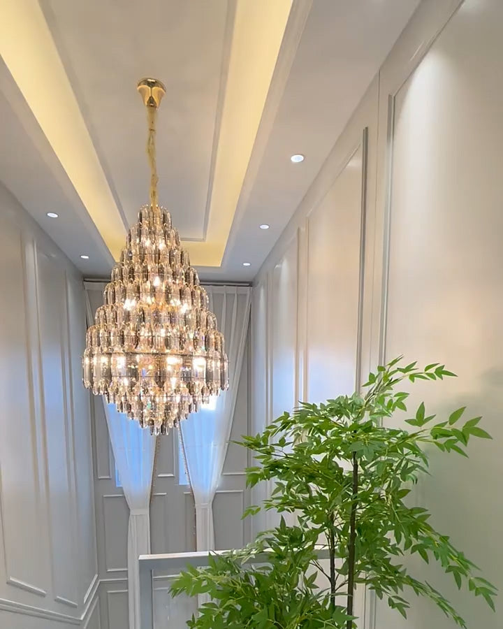 Lustre de foyer en cristal conique à plusieurs niveaux WOMO-WM2384