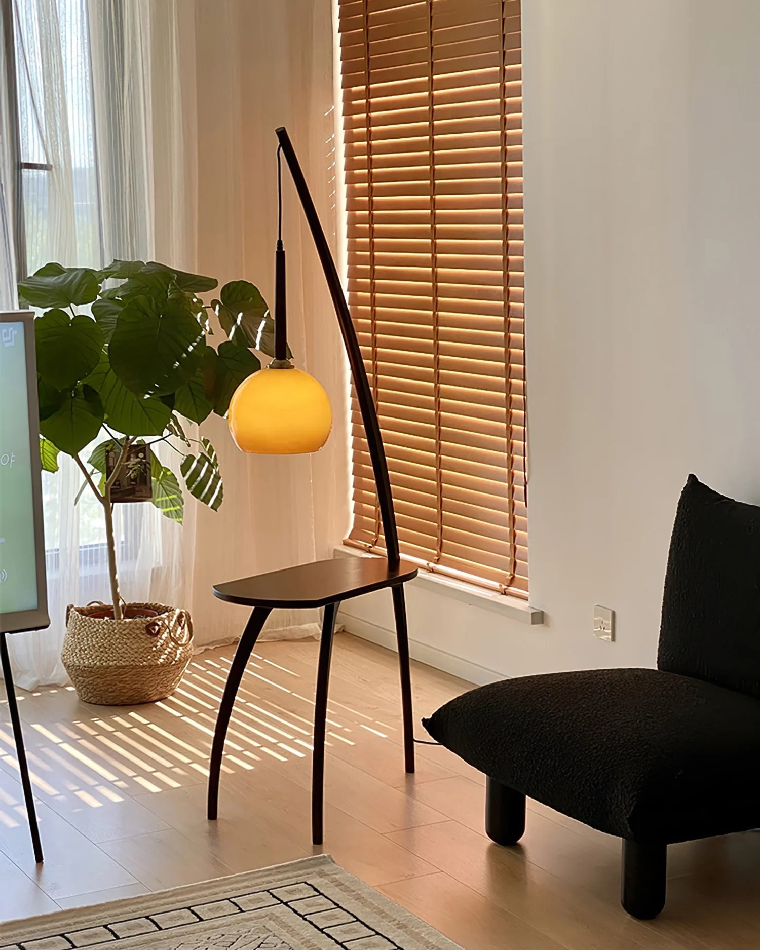 WOMO Lampe sur Pied Bois Suspendue avec Table - WM7130