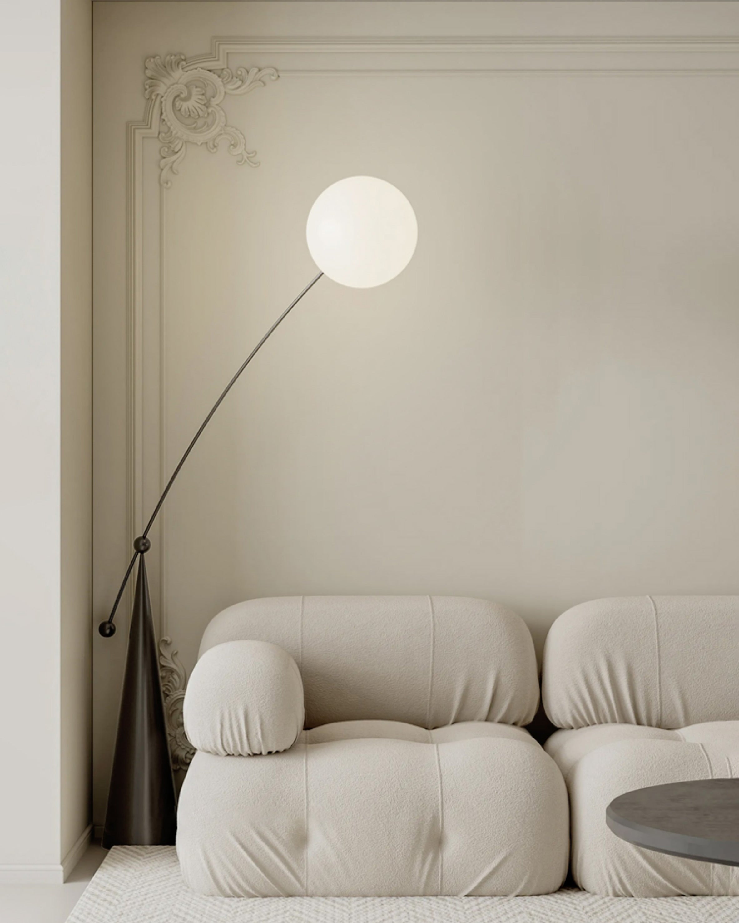 WOMO Lampe sur Pied Bras Articulé Globe Verre - WM7129