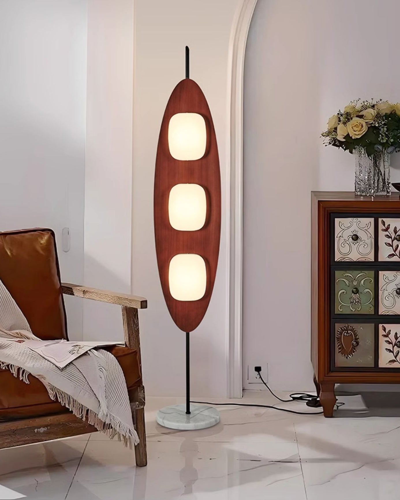 WOMO Lampe sur Pied Bois Ovale Moderne - WM7080