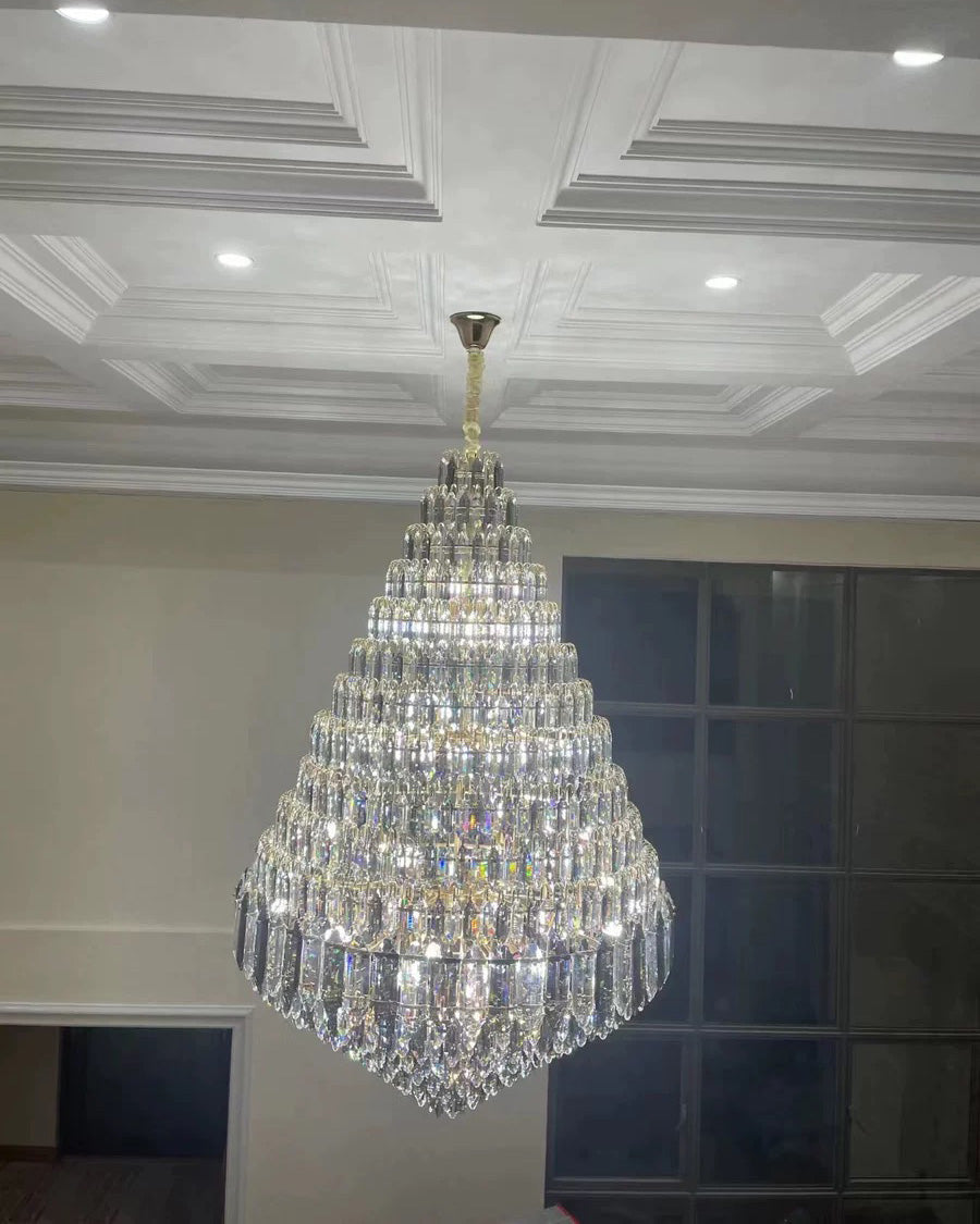 Lustre de foyer en cristal conique à plusieurs niveaux WOMO-WM2384