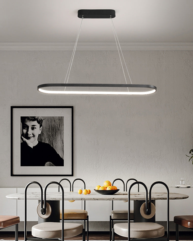 WOMO Long Oval Chandelier Black/White-WM2446