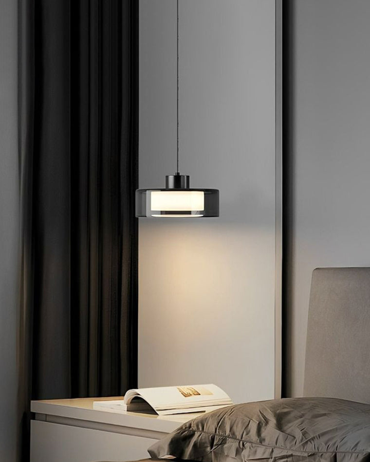 Suspension à tambour en verre noir WOMO-WM2787