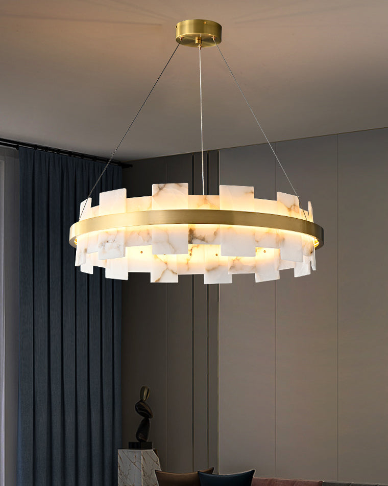 Lustre rond en albâtre doré WOMO-WM2394