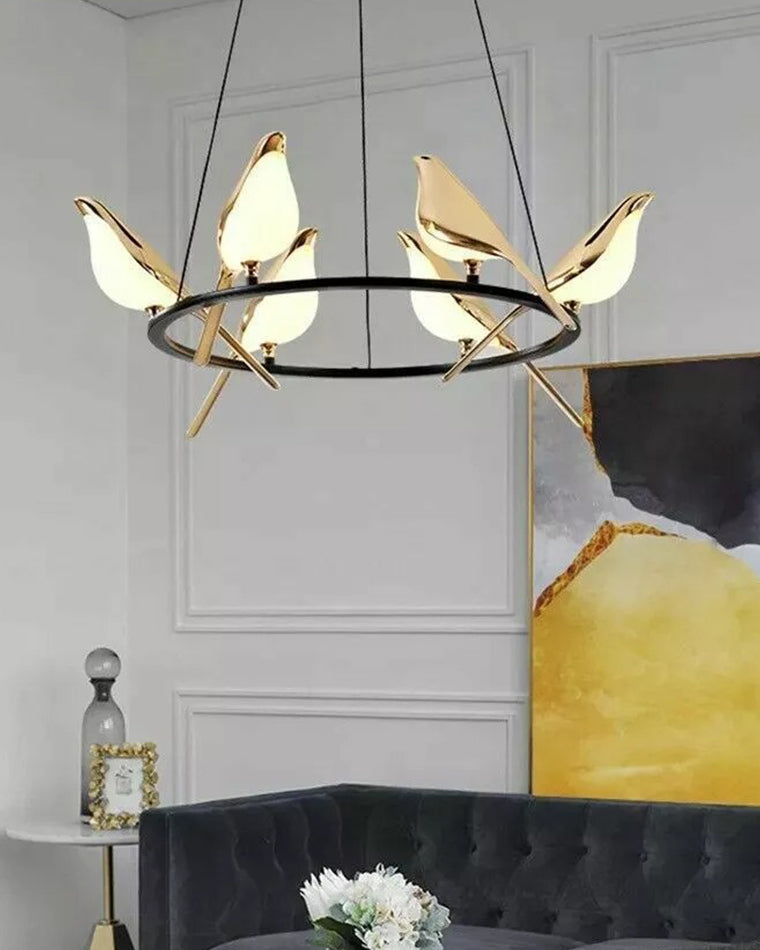 WOMO Lustre Cercle Oiseau Doré-WM2512d