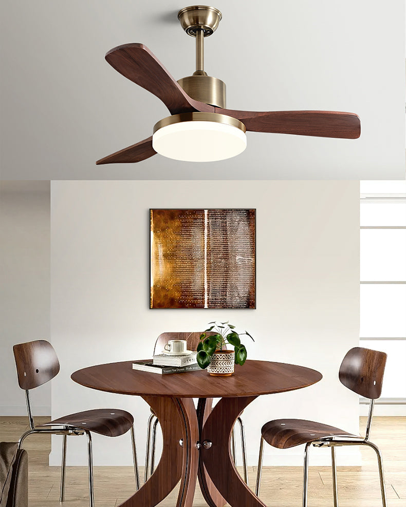 Ventilateur de plafond en bois doré WOMO avec lumière vive- WM5171