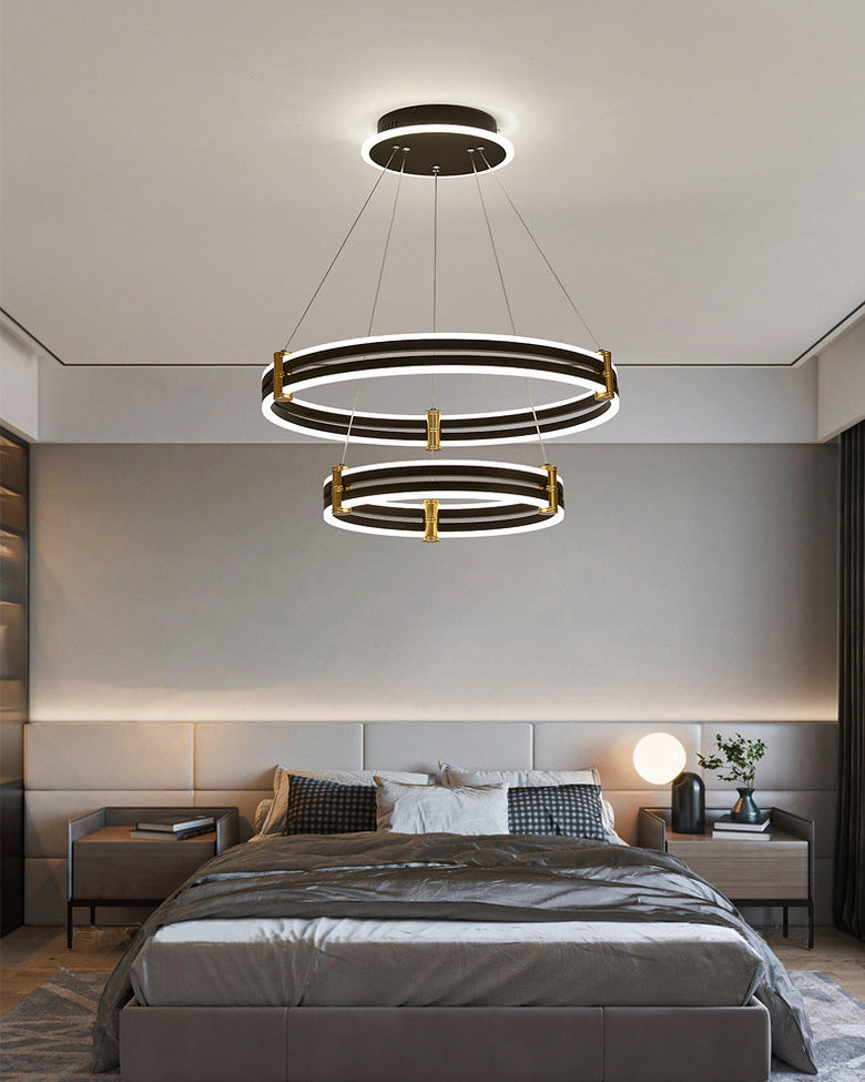 WOMO LED Ring Chandelier Black Modern-WM2172