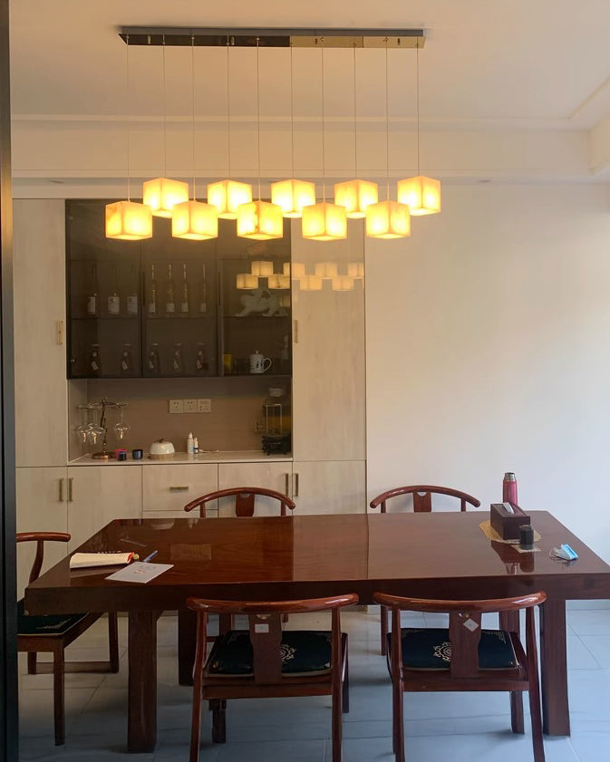 Cubical alabaster suspension lamp WOMO-WM2852