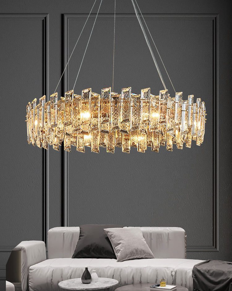 Lustre rond en cristal doré WOMO-WM2397