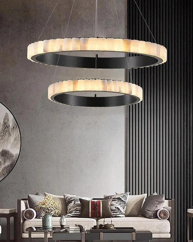 WOMO Lustre Anneaux Albâtre Doré/Noir-WM2858