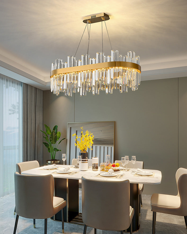 Lustre ovale en cristal doré WOMO-WM2566
