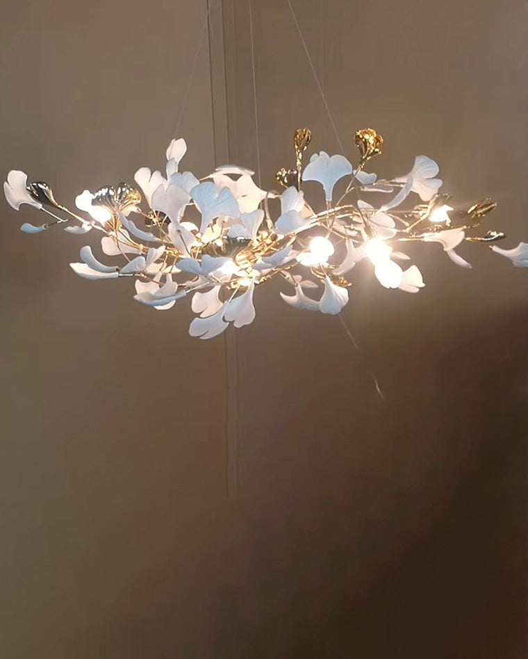 WOMO Decorative Ceramic Ginkgo Leaf Long Chandelier-WM2429