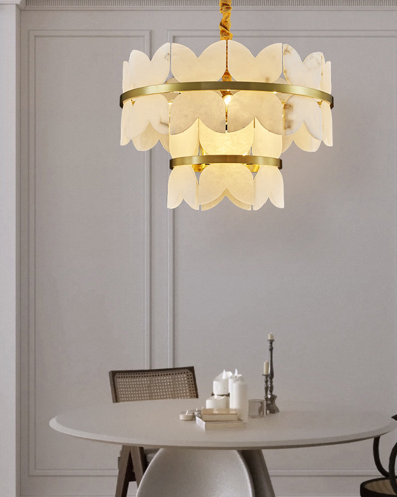 WOMO Lustre Rond Albâtre Doré Art Déco-WM2851