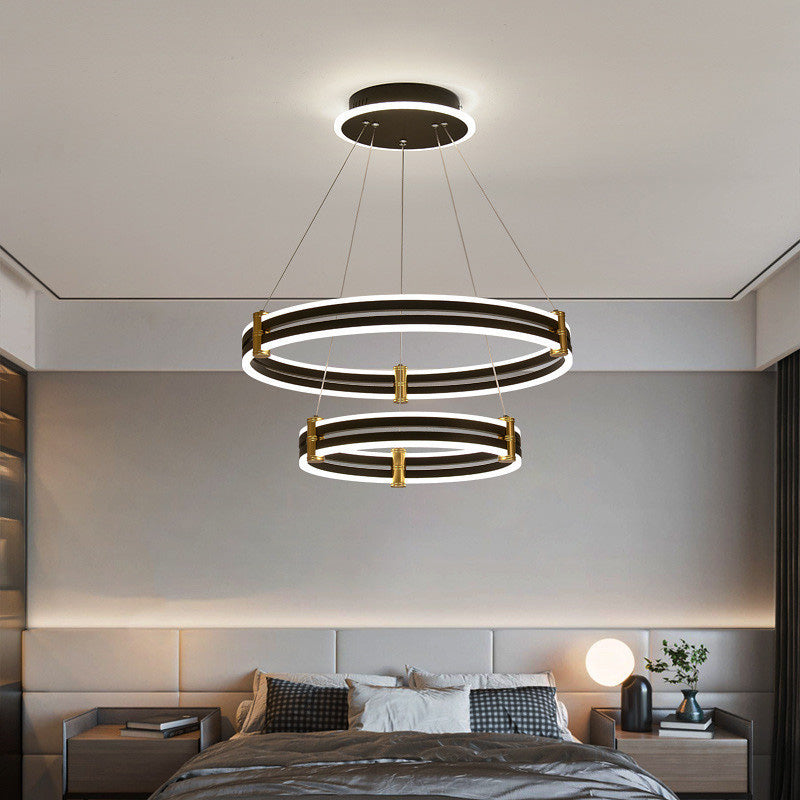 WOMO LED Ring Chandelier Black Modern-WM2172