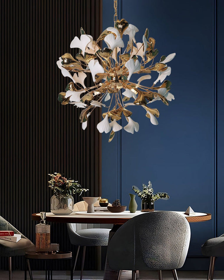 WOMO Lustre Boule Feuille de Ginkgo Céramiqu Décorative-WM2431