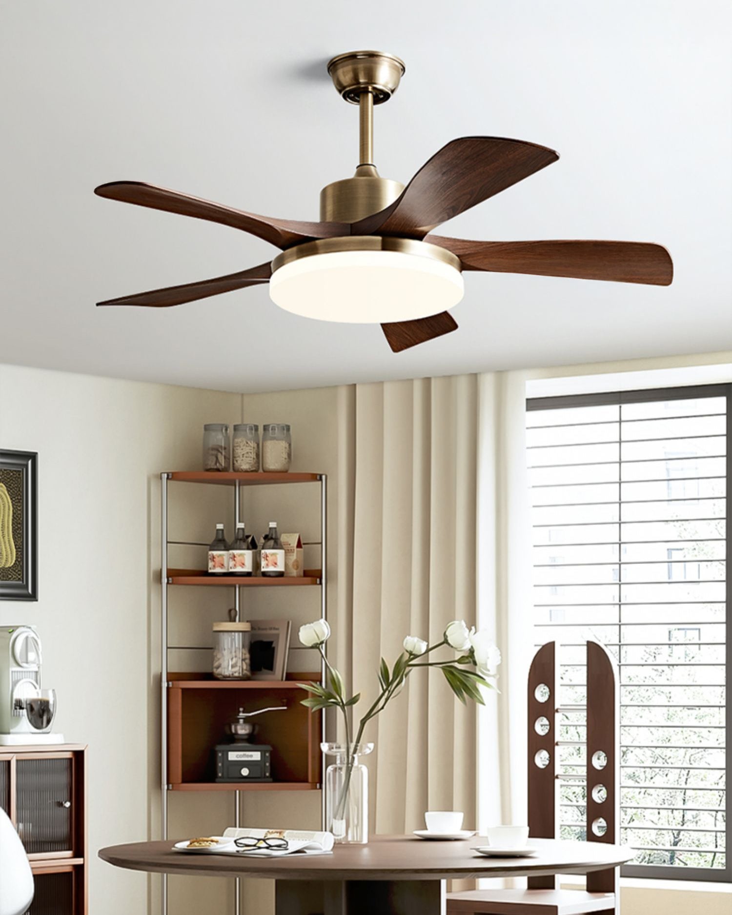 Ventilateur de plafond WOMO à 5 pales avec lumière vive - WM5163