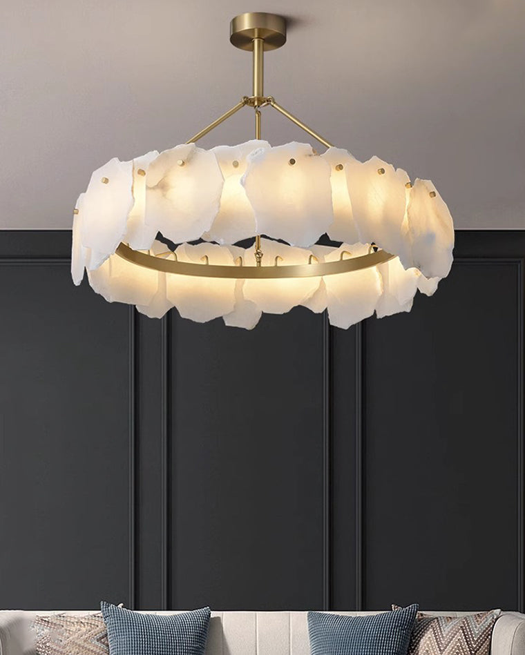 WOMO Lustre Rond Albâtre Doré Décorative-WM2392a