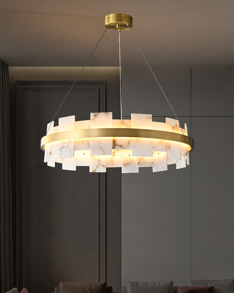 Lustre rond en albâtre doré WOMO-WM2394