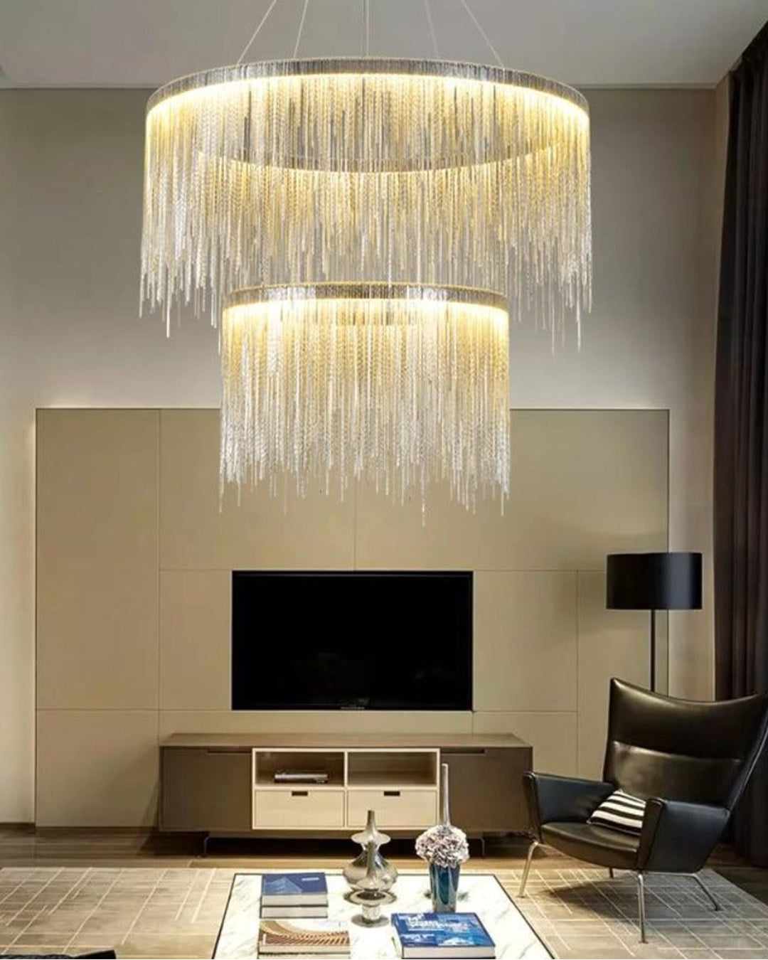 WOMO Lustre Luxe Macramé Anneaux Led-WM2062c