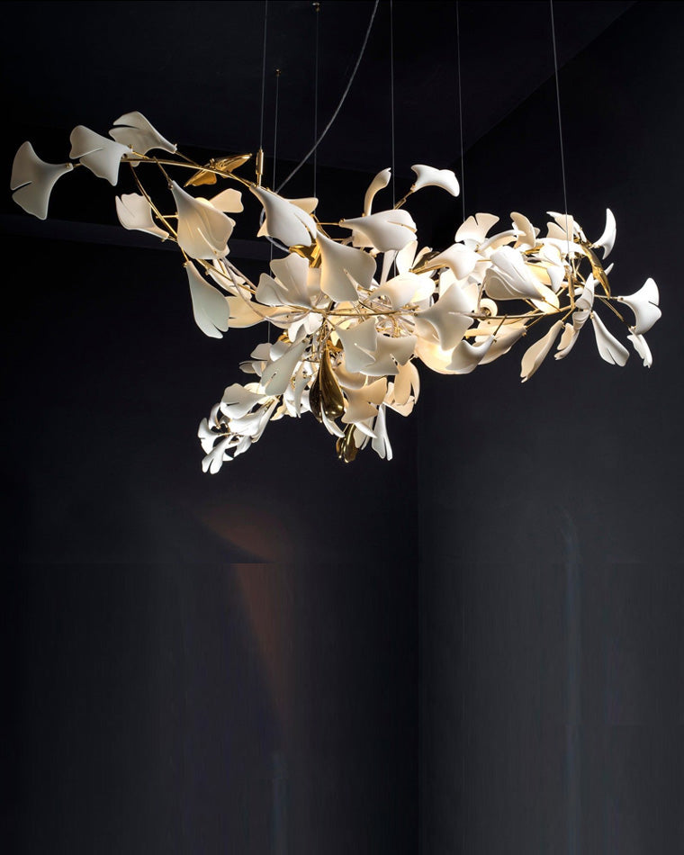 WOMO Decorative Ceramic Ginkgo Leaf Long Chandelier-WM2429