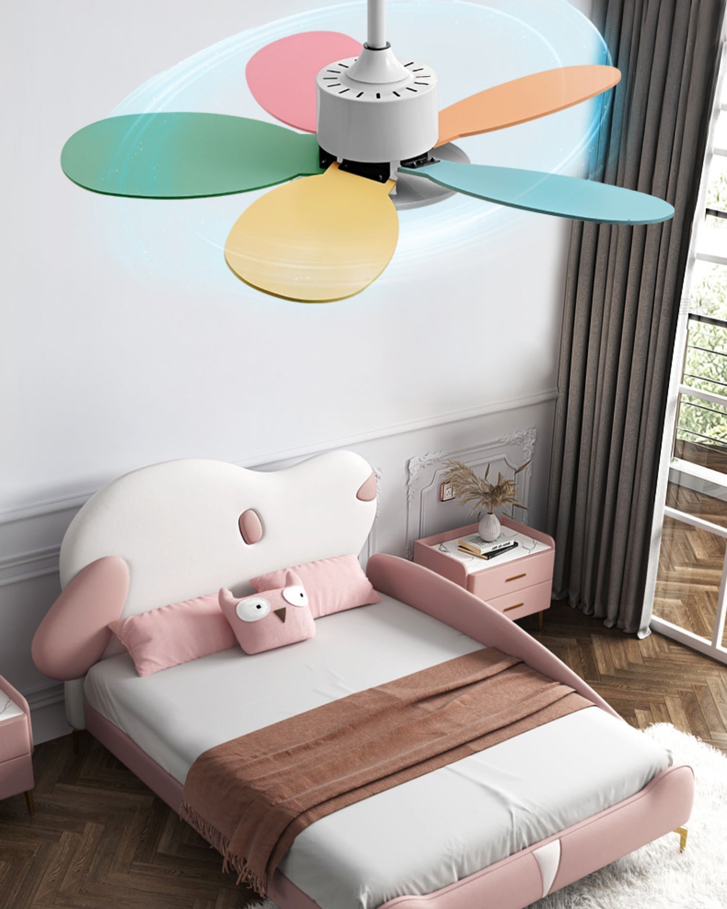 Ventilateur de plafond en bois pour enfants WOMO 36 pouces - WM5152