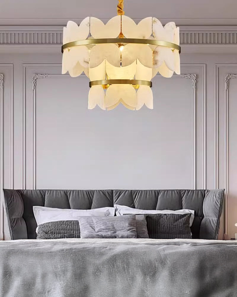 WOMO Lustre Rond Albâtre Doré Art Déco-WM2851