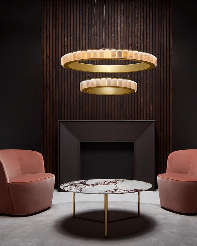 WOMO Lustre Anneaux Albâtre Doré/Noir-WM2858