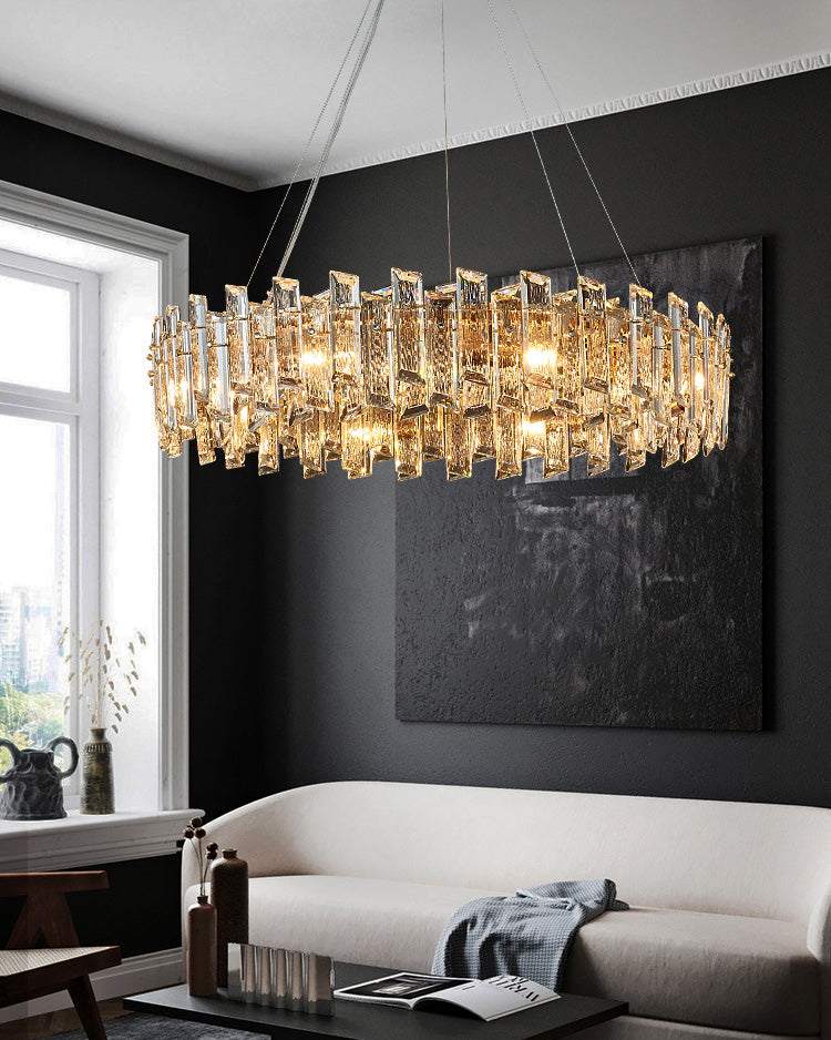 Lustre rond en cristal doré WOMO-WM2397