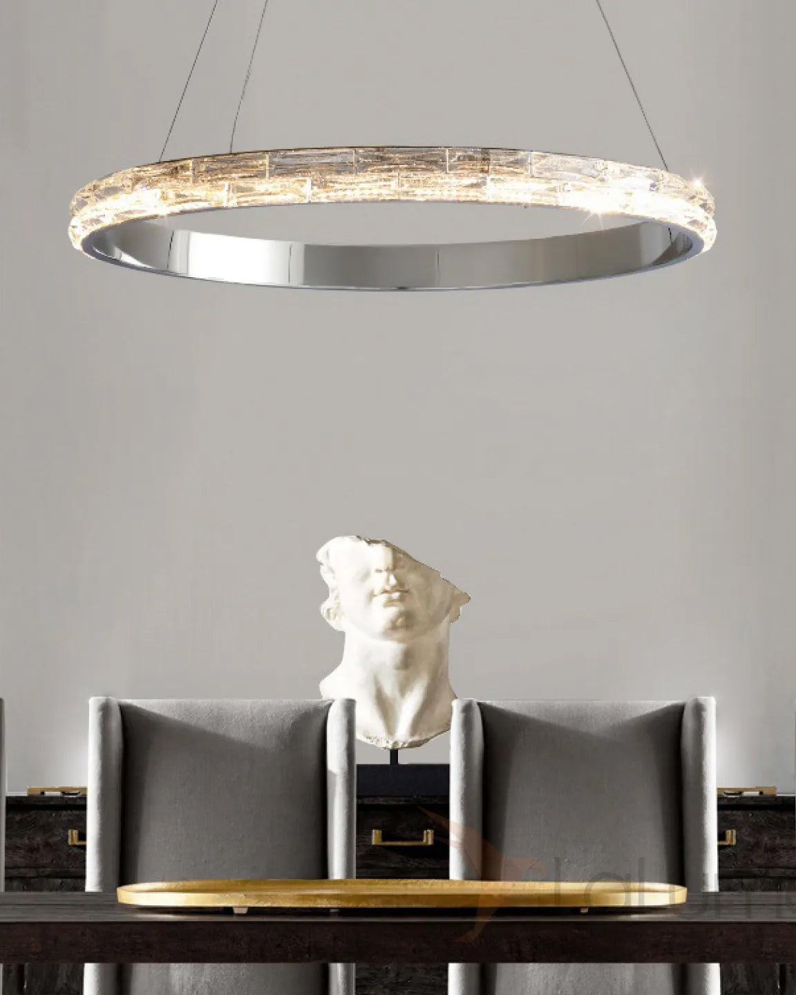 WOMO Lustre Cercle Led Cristal Chrome-WM2491a