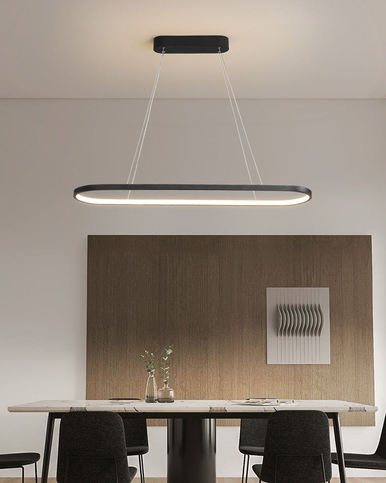 WOMO Long Oval Chandelier Black/White-WM2446