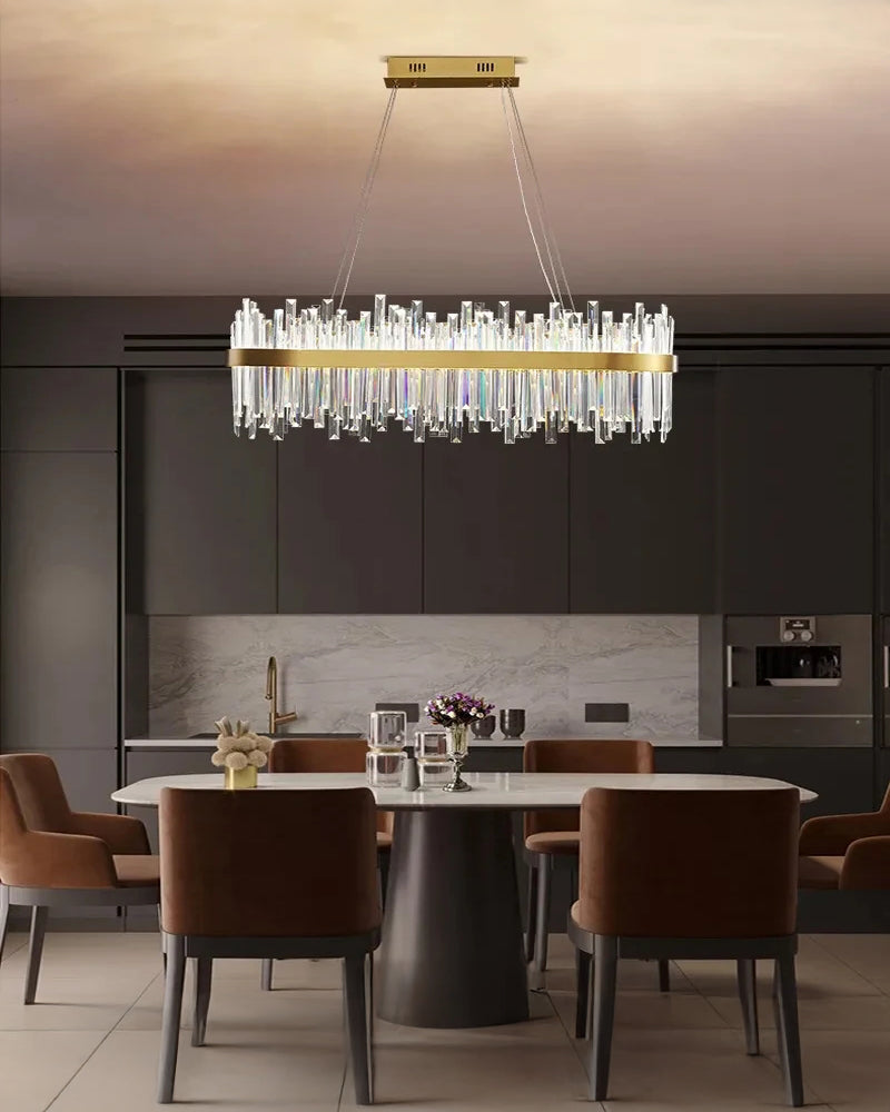 Lustre ovale en cristal doré WOMO-WM2566
