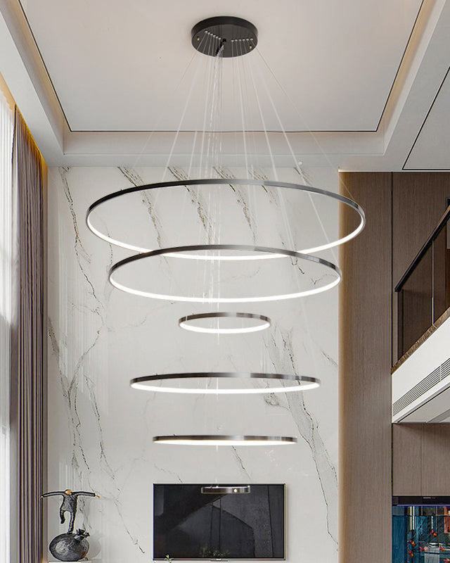 Lustre à led circulaire à plusieurs niveaux noir WOMO-WM2652
