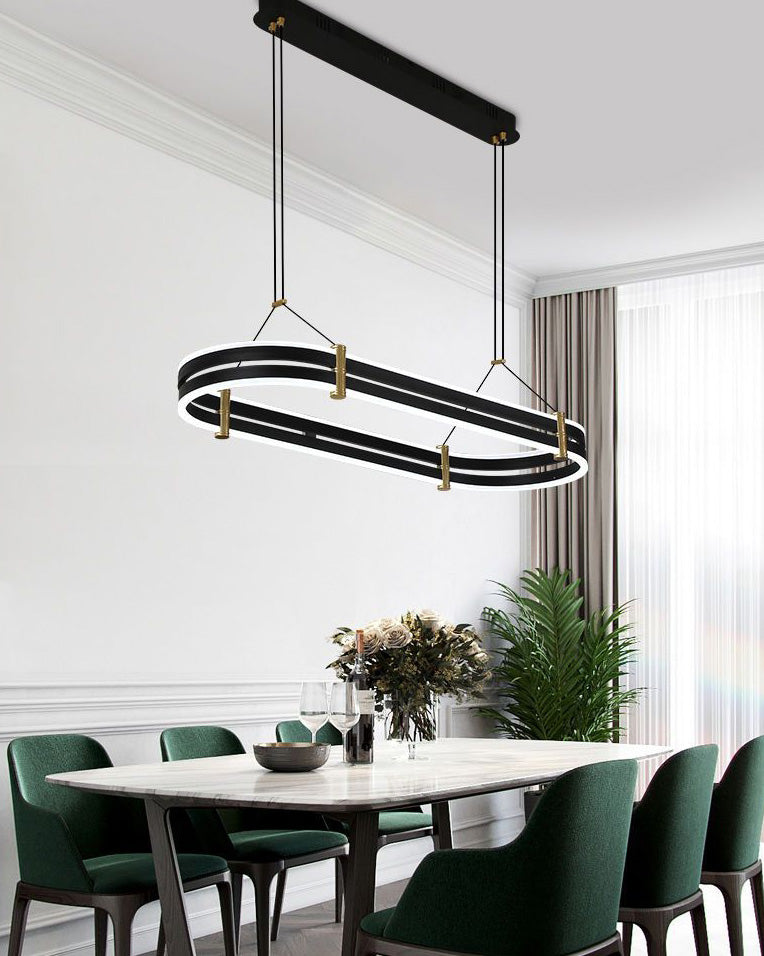 WOMO LED Ring Chandelier Black Modern-WM2172