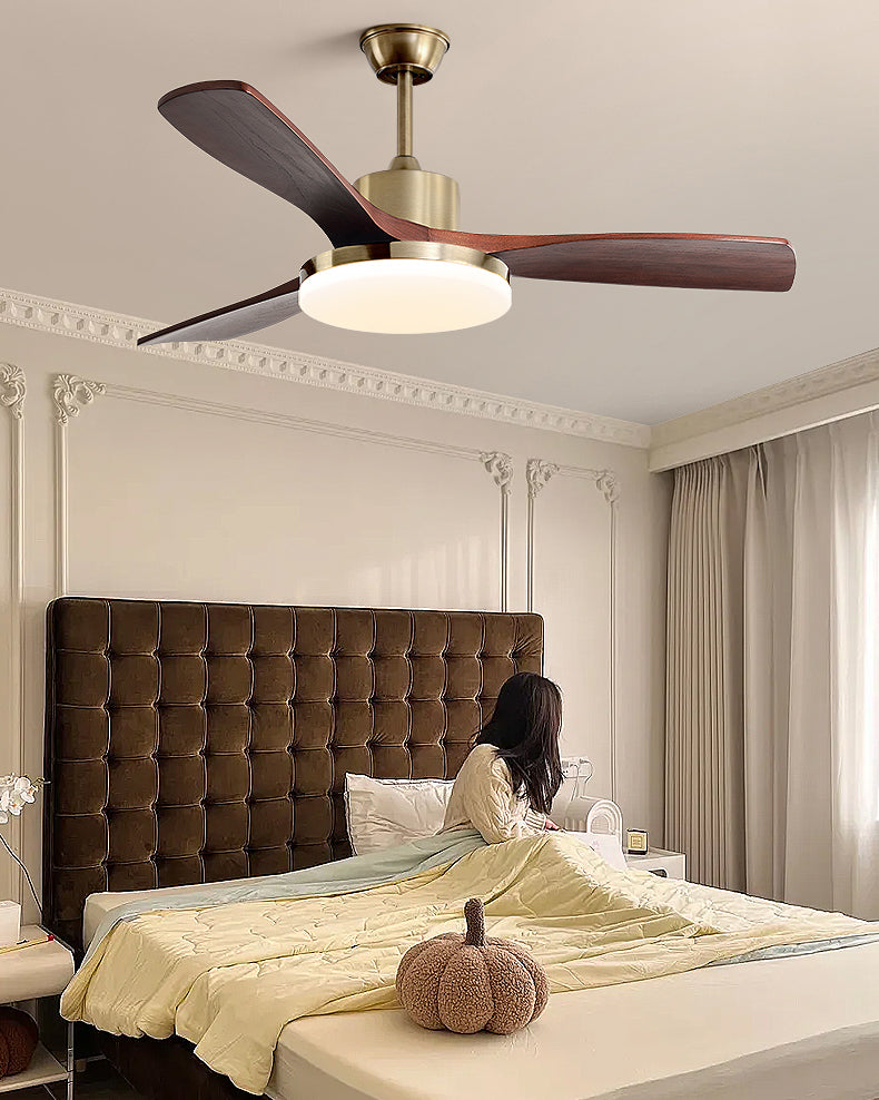 Ventilateur de plafond en bois doré WOMO avec lumière vive- WM5171