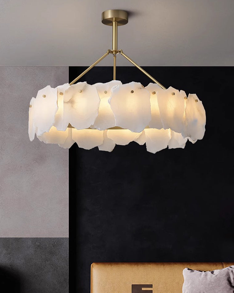 WOMO Lustre Rond Albâtre Doré Décorative-WM2392a