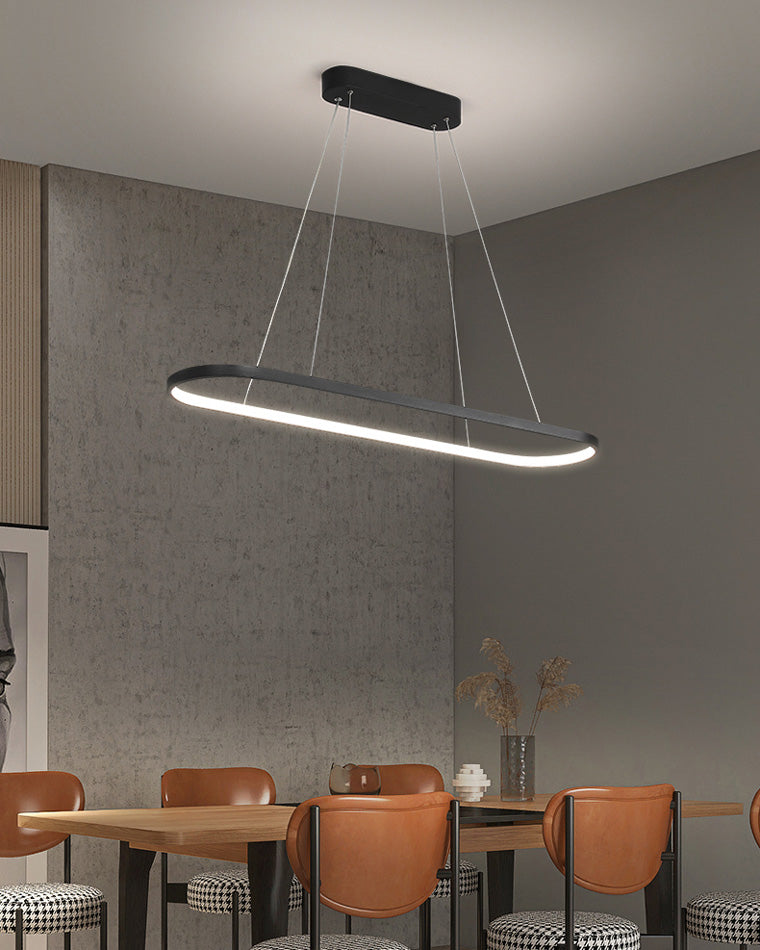 WOMO Long Oval Chandelier Black/White-WM2446