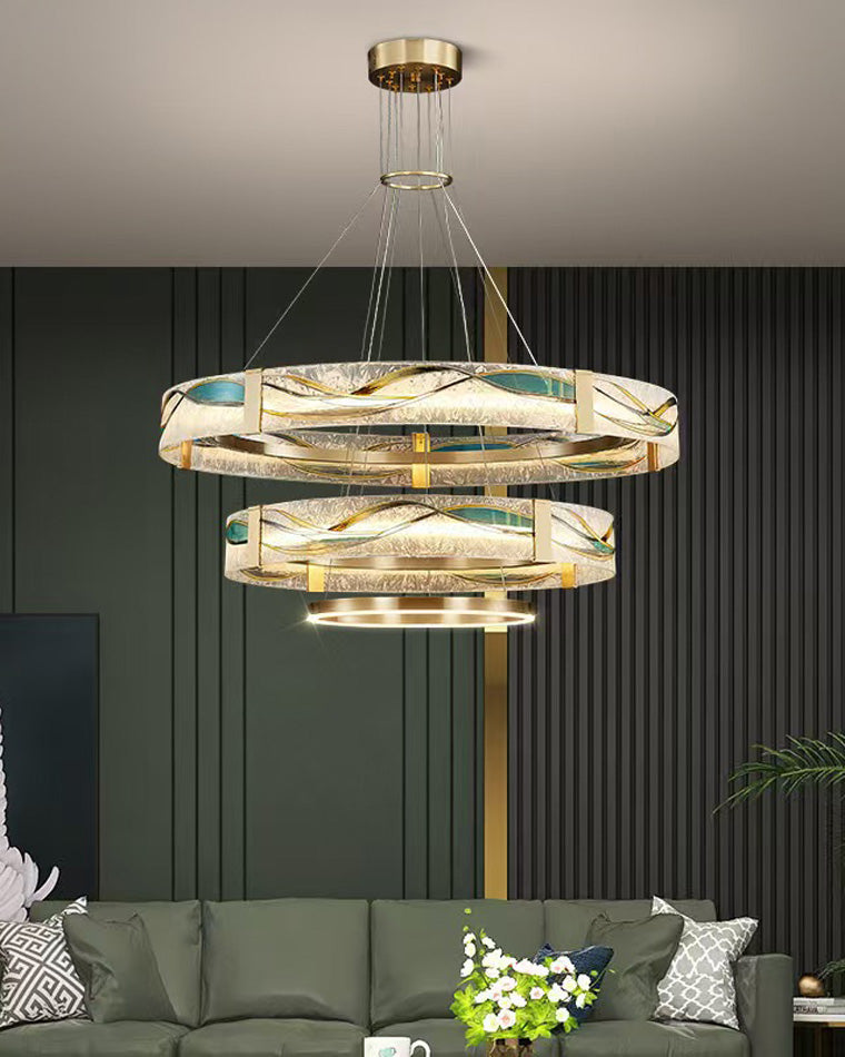 WOMO Lustre Anneaux Led Doré Luxe-WM2336