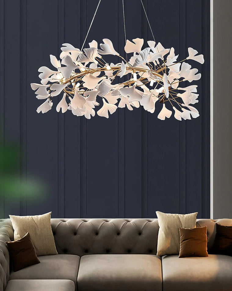 WOMO Ginkgo Leaf Spiral Ceramic Decorative Chandelier-WM2416